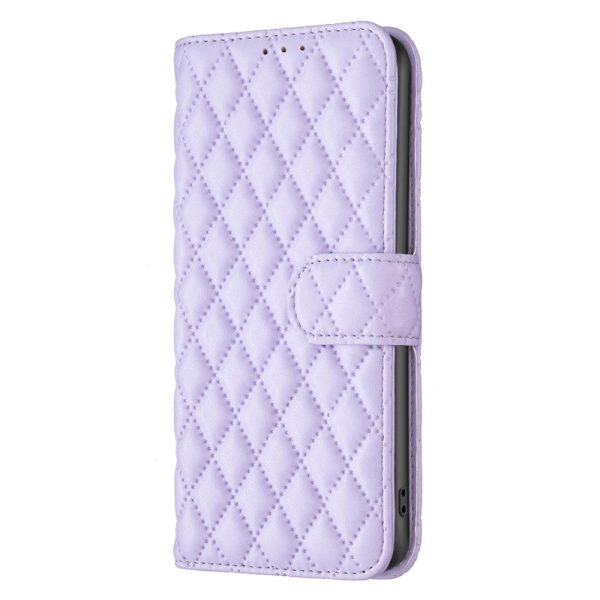 Rhombus pattern matte Motorola Edge 50 Fusion flip case - Purple Cheap