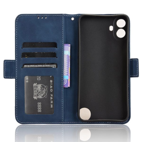 Modern-styled leather wallet case for Nothing CMF Phone 1 - Blue For Discount