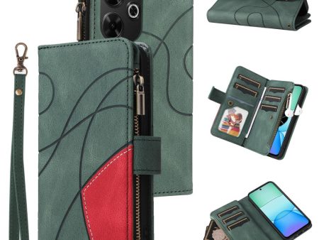 Textured Xiaomi Redmi 13   Xiaomi Redmi Note 13R leather case with strap - Green For Cheap