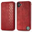 Nothing CMF Phone 1 leather case with a stylish rhombus imprint - Red Online Hot Sale