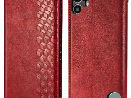 Nothing CMF Phone 1 leather case with a stylish rhombus imprint - Red Online Hot Sale