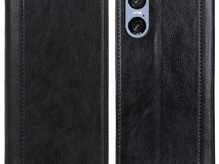 Sony Xperia 5 VI genuine leather case with magnetic closure - Black on Sale