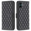 Rhombus pattern matte Samsung Galaxy A06 flip case - Black Cheap