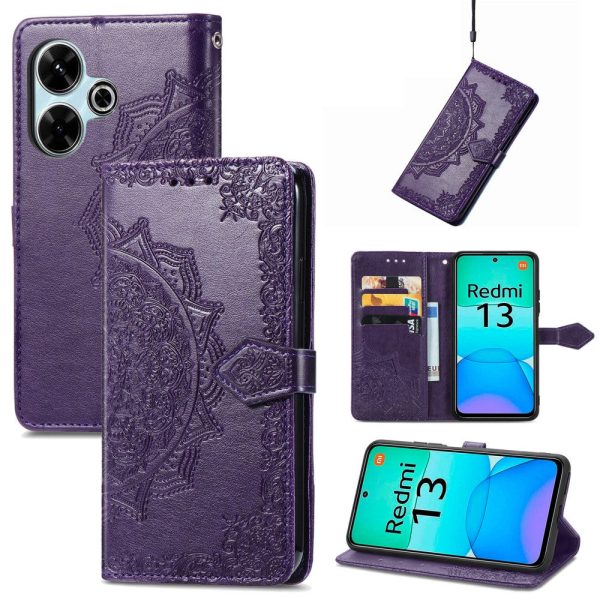 Mandala Xiaomi Redmi 13 leather case - Purple Fashion