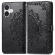 Mandala iPhone 16 leather case - Black For Sale