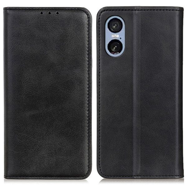 Wallet-style genuine leather Sony Xperia 5 VI flipcase - Black Discount