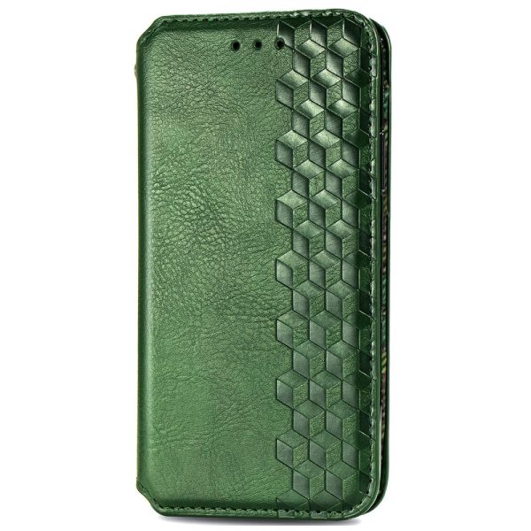 Samsung Galaxy M55   Samsung Galaxy F55   C55 leather case with a stylish rhombus imprint - Green Online now