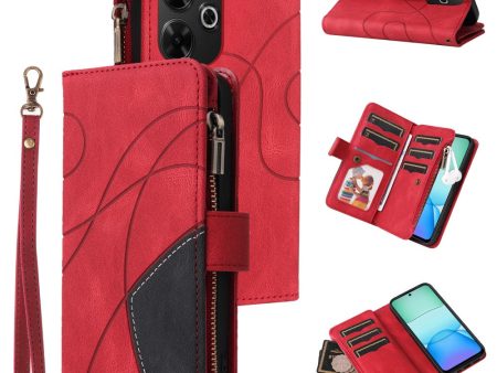 Textured Xiaomi Redmi 13   Xiaomi Redmi Note 13R leather case with strap - Red For Discount