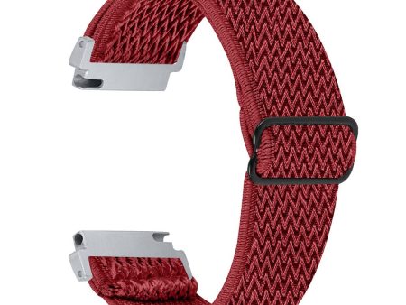 For Verizon Gizmo Watch 1 Wavy Pattern Elastic Wrist Band Woven Nylon Watch Strap - Red Online Sale