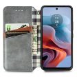 Motorola Moto G34 leather case with a stylish rhombus imprint - Grey Fashion