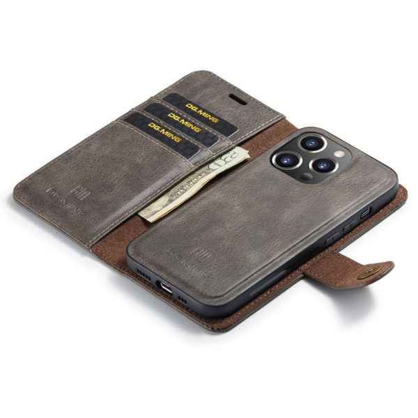 DG.MING iPhone 16 Pro Max 2-in-1 wallet case - Grey Hot on Sale