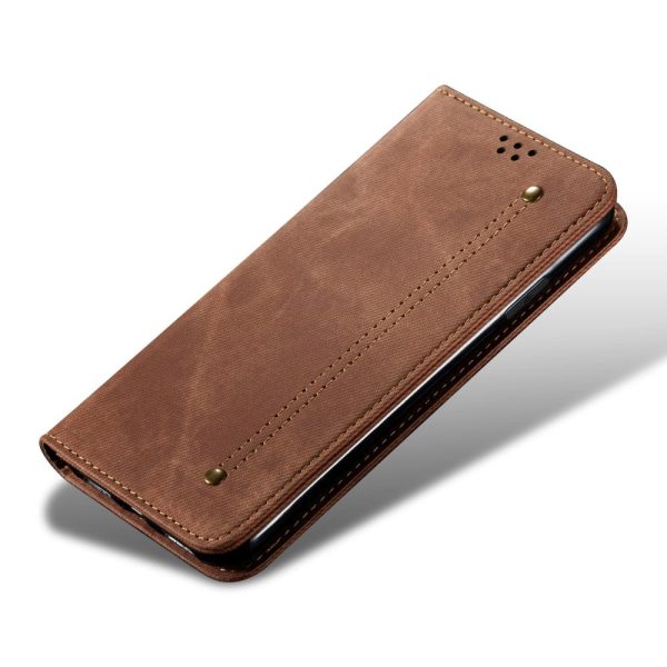 Jeans iPhone 16 flip case - Coffee on Sale