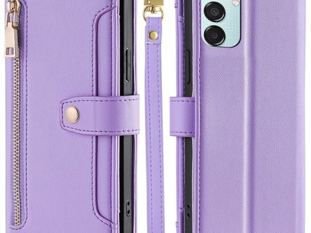 Samsung Galaxy M15 vegan leather wallet zipper case - Purple For Cheap