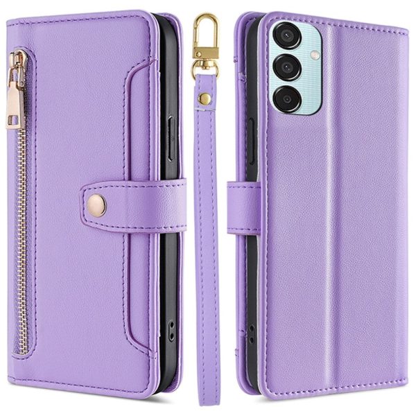 Samsung Galaxy M15 vegan leather wallet zipper case - Purple For Cheap