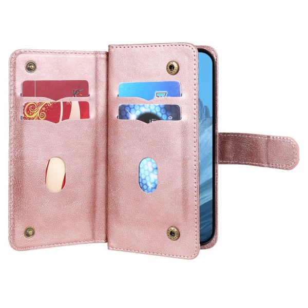 10-slot Google Pixel 9   Google Pixel 9 Pro wallet case - Rose Gold Fashion