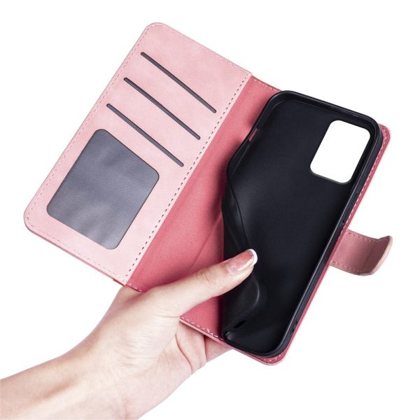 Two-color Motorola Moto G85 leather flip case - Pink Discount