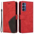 Textured Samsung Galaxy M15 leather case with strap - Red Fashion