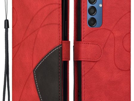 Textured Samsung Galaxy M15 leather case with strap - Red Fashion