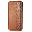 Samsung Galaxy M15 leather case with a stylish rhombus imprint - Brown Online Sale