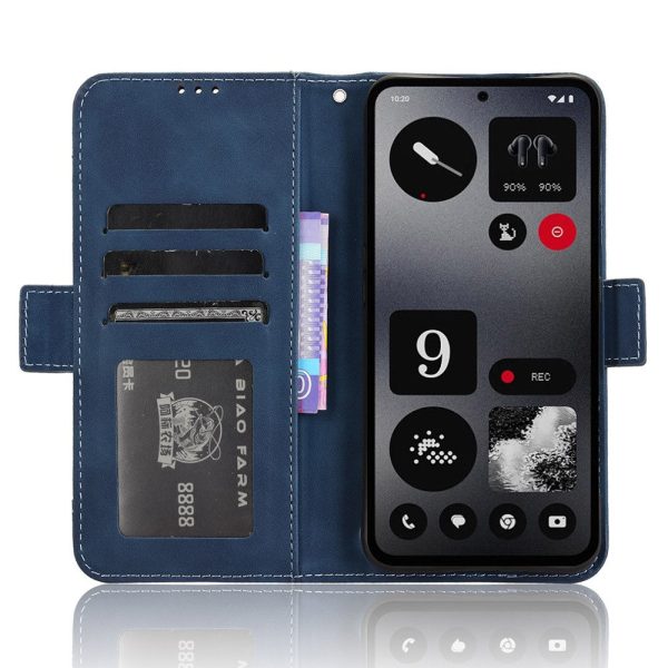 Modern-styled leather wallet case for Nothing CMF Phone 1 - Blue For Discount