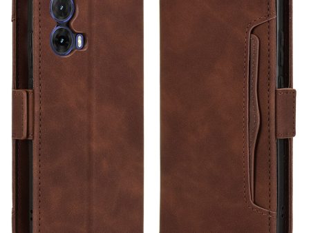 Modern-styled leather wallet case for Motorola Moto G85 - Brown Online