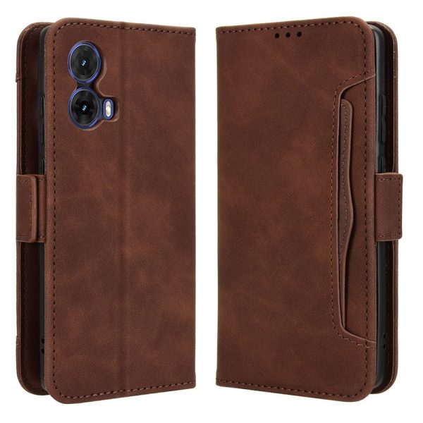 Modern-styled leather wallet case for Motorola Moto G85 - Brown Online