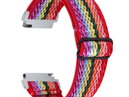 For Verizon Gizmo Watch 1 Wavy Pattern Elastic Wrist Band Woven Nylon Watch Strap - Rainbow For Cheap