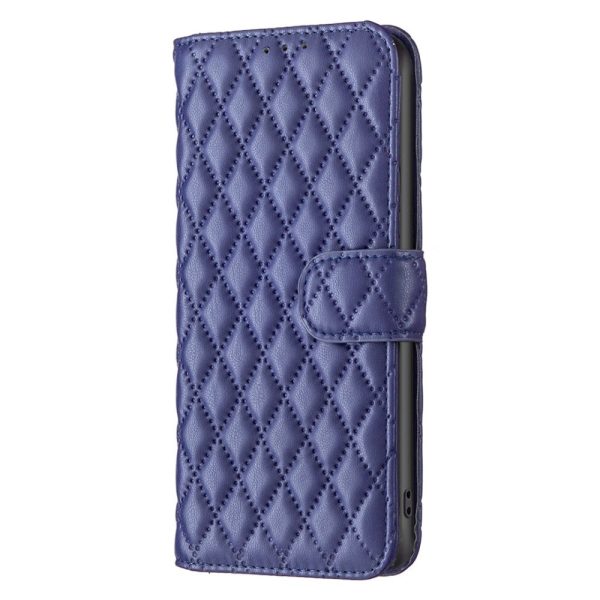 Rhombus pattern matte Sony Xperia 10 VI flip case - Blue Cheap