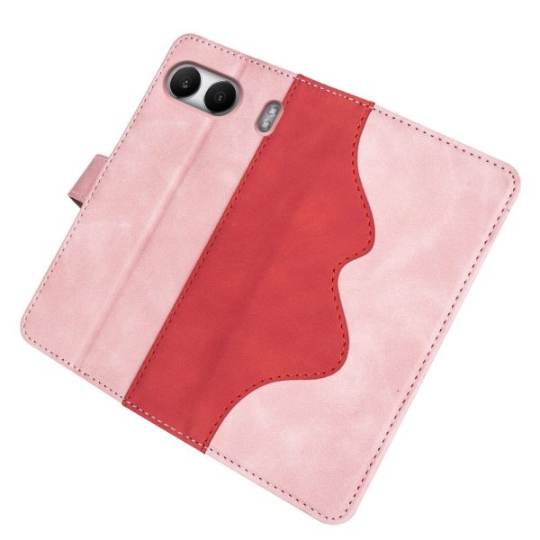 Two-color OnePlus Nord 4 leather flip case - Pink Cheap