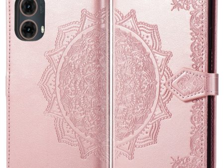 Mandala Motorola Moto G85 leather case - Rose Gold on Sale