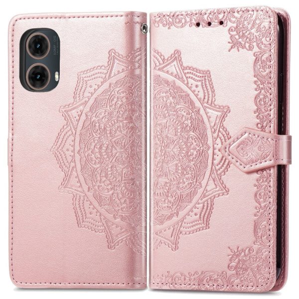 Mandala Motorola Moto G85 leather case - Rose Gold on Sale