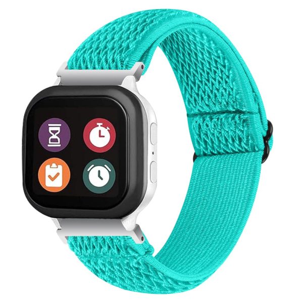 For Verizon Gizmo Watch 1 Wavy Pattern Elastic Wrist Band Woven Nylon Watch Strap - Mint Green Supply