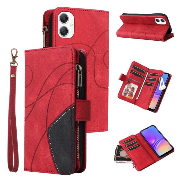 Textured Samsung Galaxy A06 leather case with strap - Red Online now