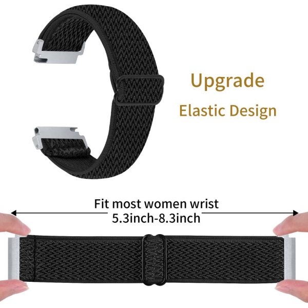 For Verizon Gizmo Watch 1 Wavy Pattern Elastic Wrist Band Woven Nylon Watch Strap - Black Online Hot Sale