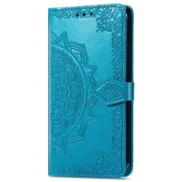 Mandala iPhone 16 Pro leather case - Blue Hot on Sale