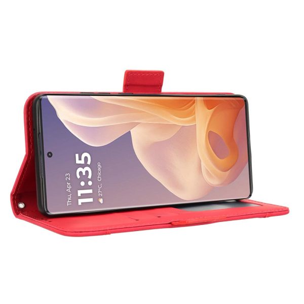 Modern-styled leather wallet case for Motorola Moto G85 - Red on Sale