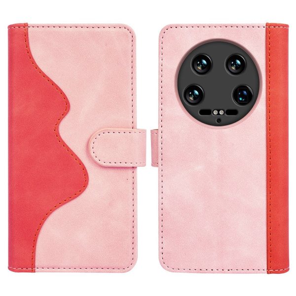 Two-color Xiaomi 14 Ultra leather flip case - Pink For Sale