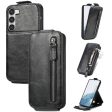 Vertical Samsung Galaxy S23 flip phone case with zipper - Black Sale