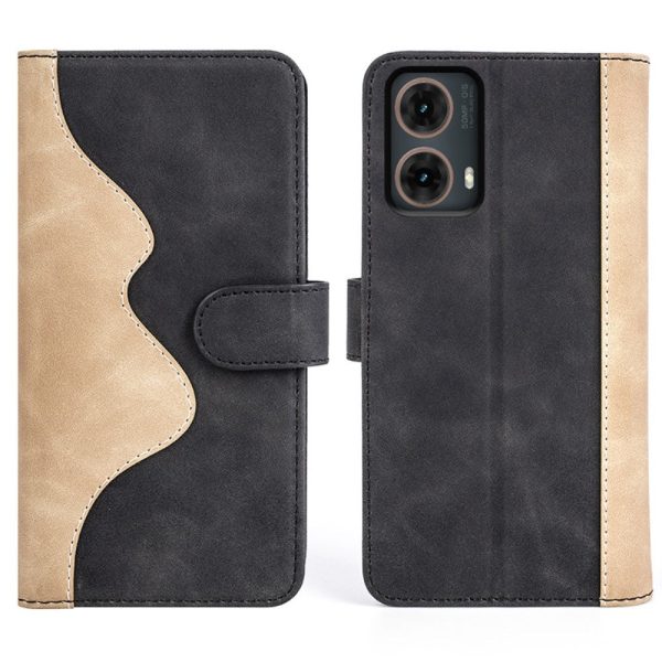 Two-color Motorola Moto G85 leather flip case - Black Online Sale