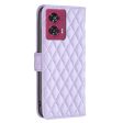 Rhombus pattern matte Motorola Edge 50 Fusion flip case - Purple Cheap