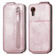 Vertical Samsung Galaxy Xcover 7 flip phone case with zipper - Rose Gold For Discount