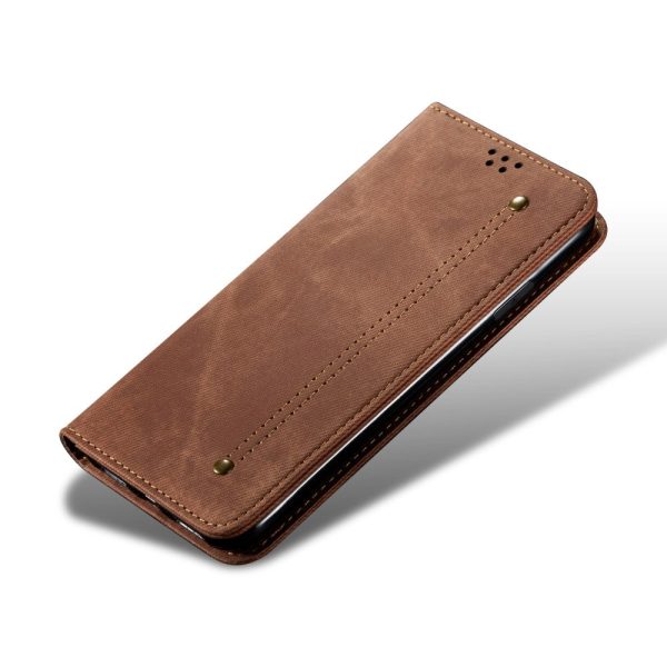 Jeans Samsung Galaxy M55 flip case - Coffee For Cheap