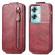 Vertical OnePlus Nord N30 SE flip phone case with zipper - Wine Red Online Hot Sale