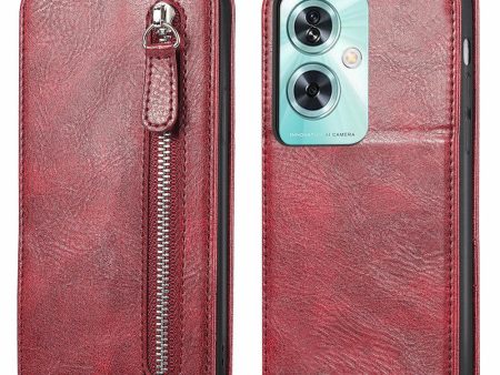 Vertical OnePlus Nord N30 SE flip phone case with zipper - Wine Red Online Hot Sale