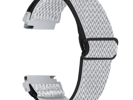 For Verizon Gizmo Watch 1 Wavy Pattern Elastic Wrist Band Woven Nylon Watch Strap - Black+White For Sale