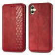 Samsung Galaxy A05 leather case with a stylish rhombus imprint - Red Cheap