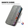 Samsung Galaxy M15 leather case with a stylish rhombus imprint - Grey Hot on Sale