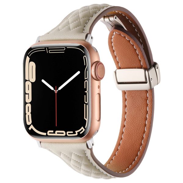 KALEBOL Apple Watch Series 49mm - 45mm - 44mm - 42mm Genuine Leather Watch Band - Starlight Hot on Sale