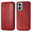 Motorola Moto G24 Power leather case with a stylish rhombus imprint - Red For Cheap