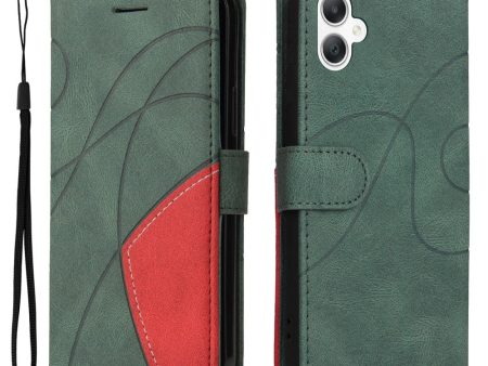 Textured Samsung Galaxy A06 leather case with strap - Green on Sale